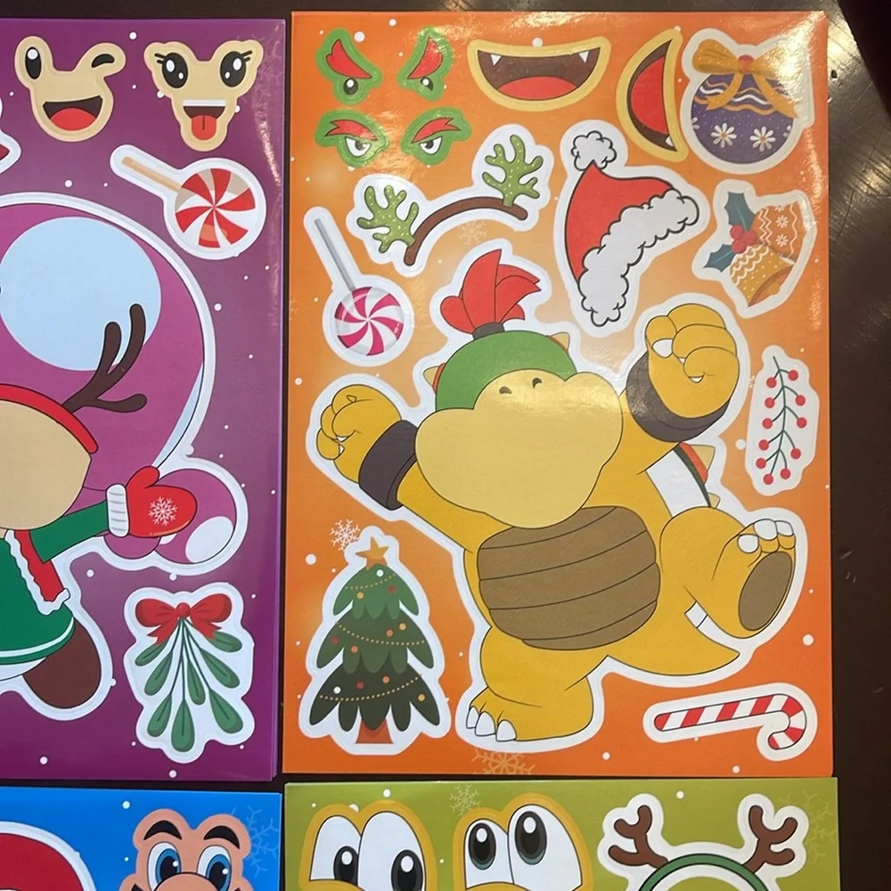 NIP 32 sheets Super Mario Christmas make a face craft activities sticker sheets